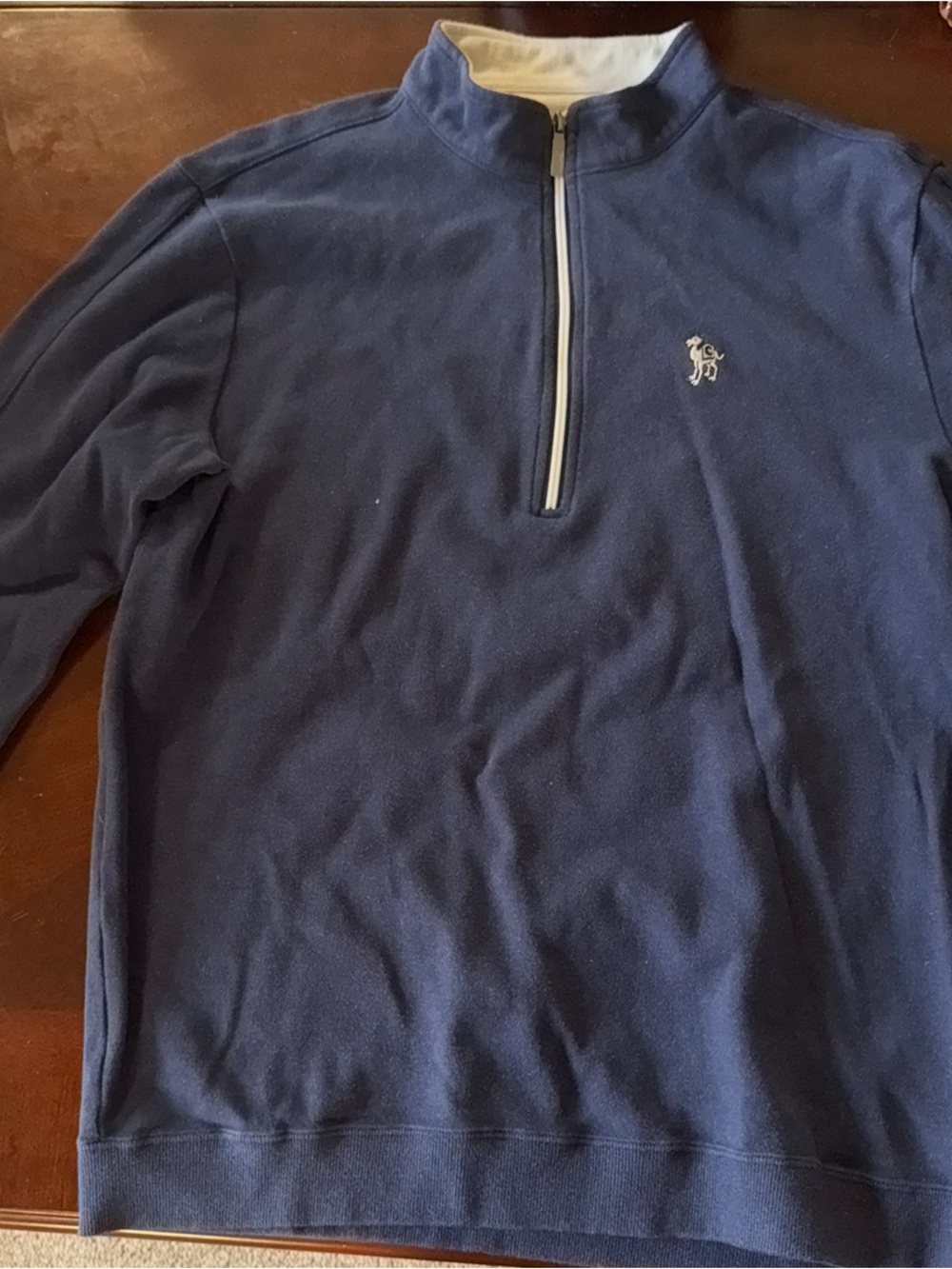 Men's Navy Half-Zip Pullover Sweater with Contrast Zip Trim